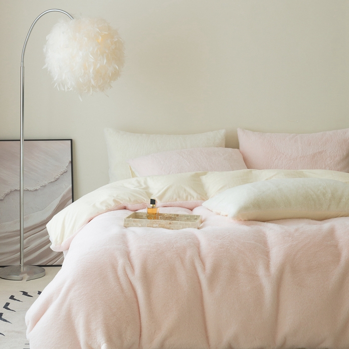 91家纺网 家纺一手货源 找家纺 （总）ONE TWO ONE 121 2025新款A类加厚兔毛绒纯色四件套-安娜