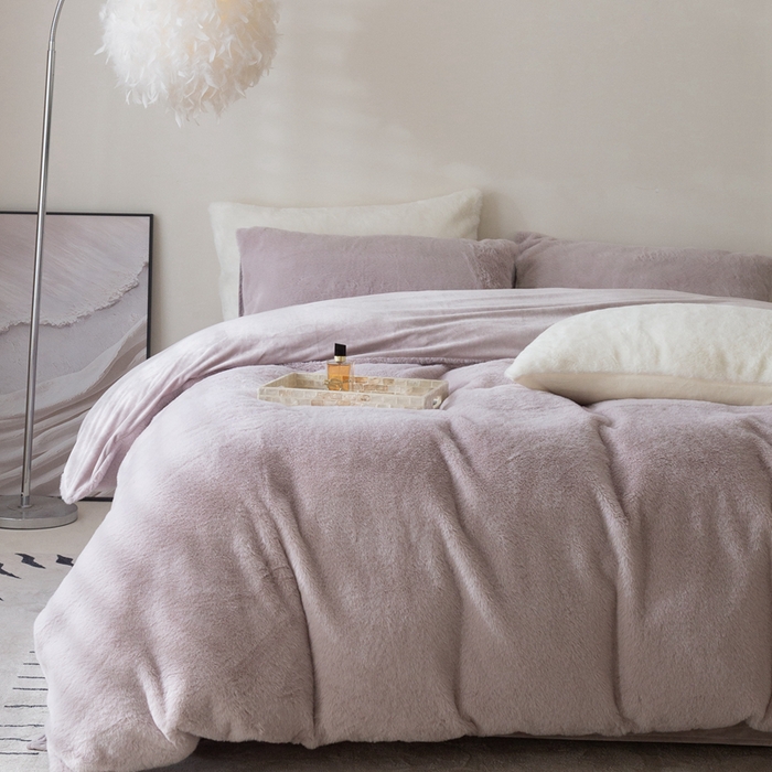 ONE TWO ONE 121 2025新款A类加厚兔毛绒纯色四件套-安娜 安娜-云紫