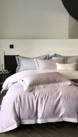 91家纺网 家纺一手货源 找家纺 ONE TWO ONE 121 2025新款高支高密贡缎长绒棉四件套-绮梦 绮梦-紫