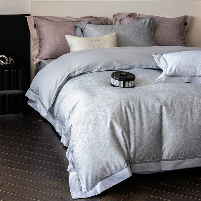 91家纺网 家纺一手货源 找家纺 ONE TWO ONE 121 2025新款高支高密贡缎长绒棉四件套-绮梦 绮梦-蓝