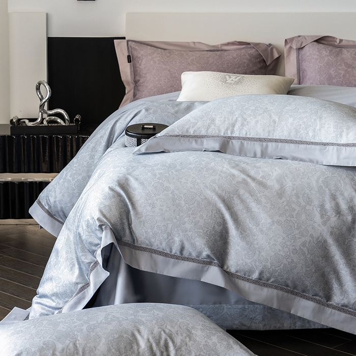 91家纺网 家纺一手货源 找家纺 ONE TWO ONE 121 2025新款高支高密贡缎长绒棉四件套-绮梦 绮梦-蓝