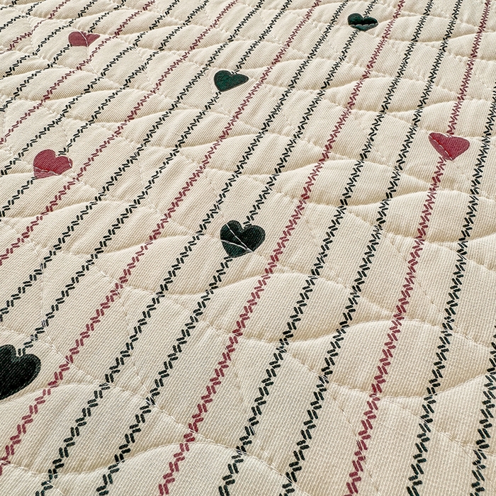 91家纺网 家纺一手货源 找家纺 汣沐生活 2025新款可水洗针织棉印花款夹棉床盖床盖三件套 春物生