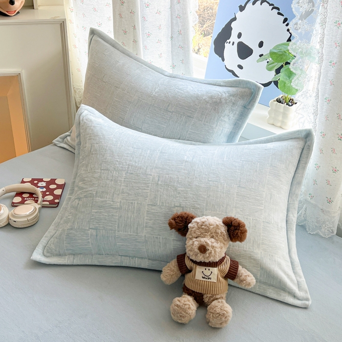 91家纺网 家纺一手货源 找家纺 倾慕家纺 2026新款卡通毛巾绣加厚保暖牛奶绒单被套 咖啡小狗