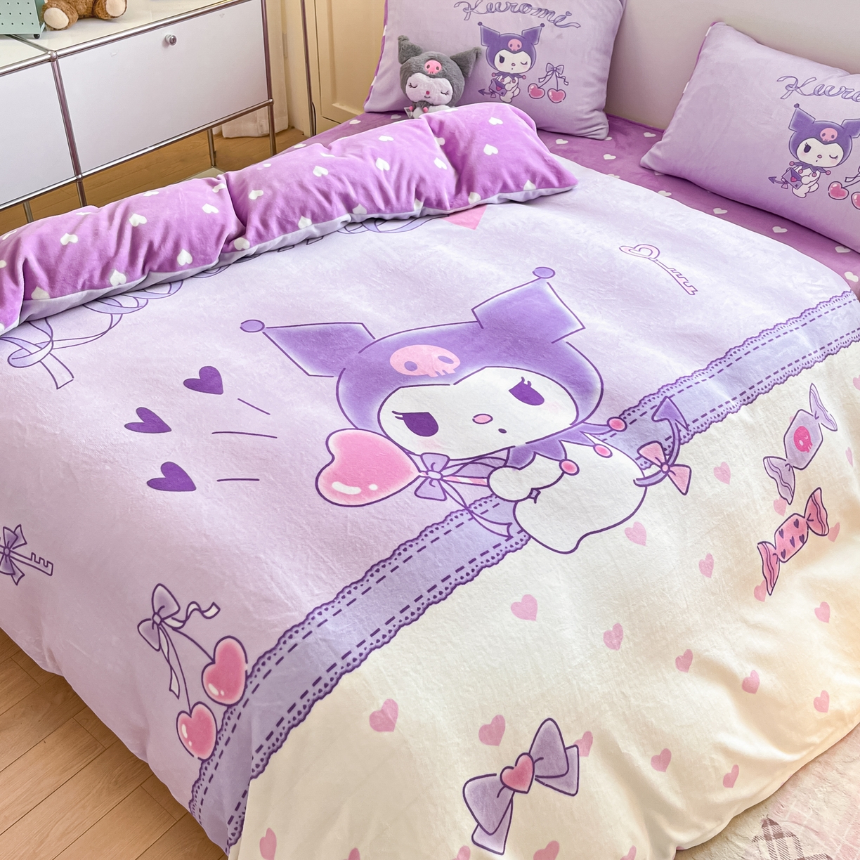 91家纺网 家纺一手货源 找家纺 （总）博雅 2025新款三丽鸥正版授权高克重大版牛奶绒四件套