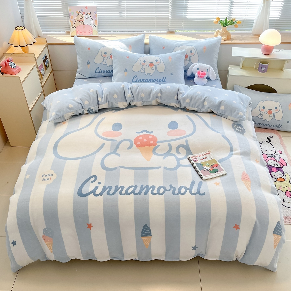 91家纺网 家纺一手货源 找家纺 （总）博雅 2025新款三丽鸥正版授权高克重大版牛奶绒四件套