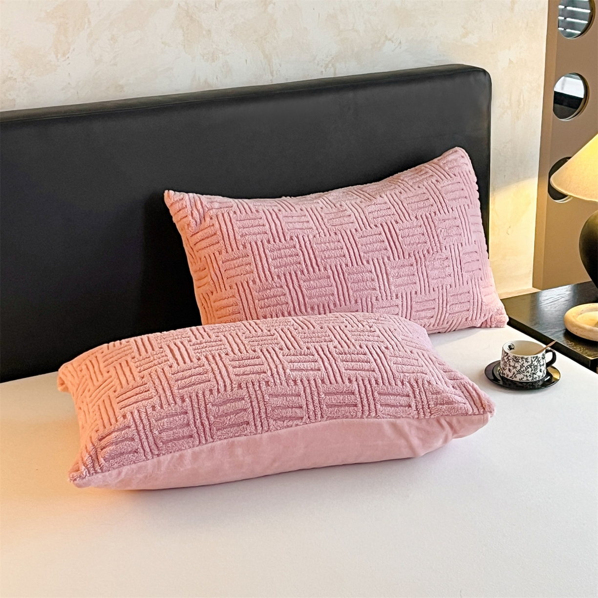 91家纺网 家纺一手货源 找家纺 丝幔家纺 2025新款A类提花舒棉绒毯-饼干花 饼干花-樱花粉