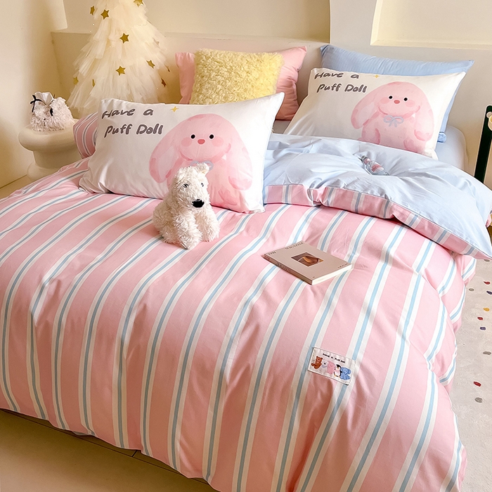 91家纺网 家纺一手货源 找家纺 （总）女子家纺 2025新款秋冬全棉加厚磨毛数码大版四件套-泡芙乐园系列