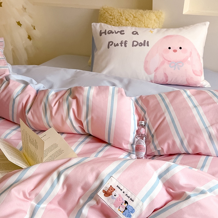 91家纺网 家纺一手货源 找家纺 （总）女子家纺 2025新款秋冬全棉加厚磨毛数码大版四件套-泡芙乐园系列