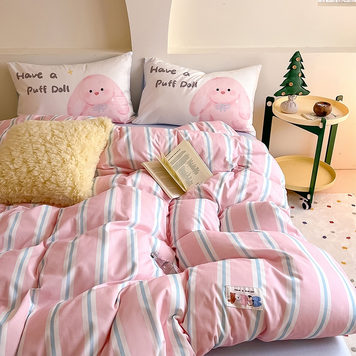 91家纺网 家纺一手货源 找家纺 （总）女子家纺 2025新款秋冬全棉加厚磨毛数码大版四件套-泡芙乐园系列