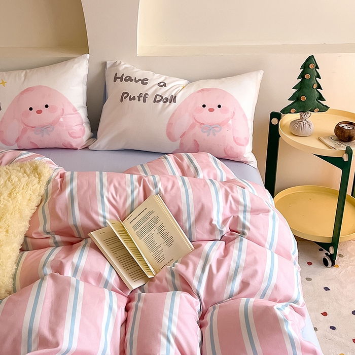 91家纺网 家纺一手货源 找家纺 （总）女子家纺 2025新款秋冬全棉加厚磨毛数码大版四件套-泡芙乐园系列