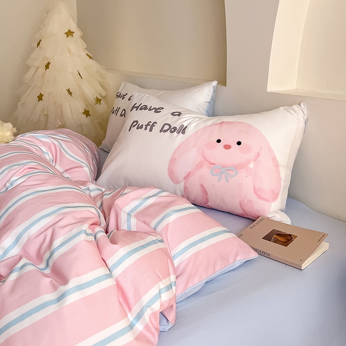 91家纺网 家纺一手货源 找家纺 （总）女子家纺 2025新款秋冬全棉加厚磨毛数码大版四件套-泡芙乐园系列