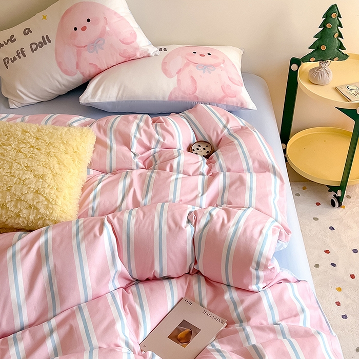 91家纺网 家纺一手货源 找家纺 （总）女子家纺 2025新款秋冬全棉加厚磨毛数码大版四件套-泡芙乐园系列