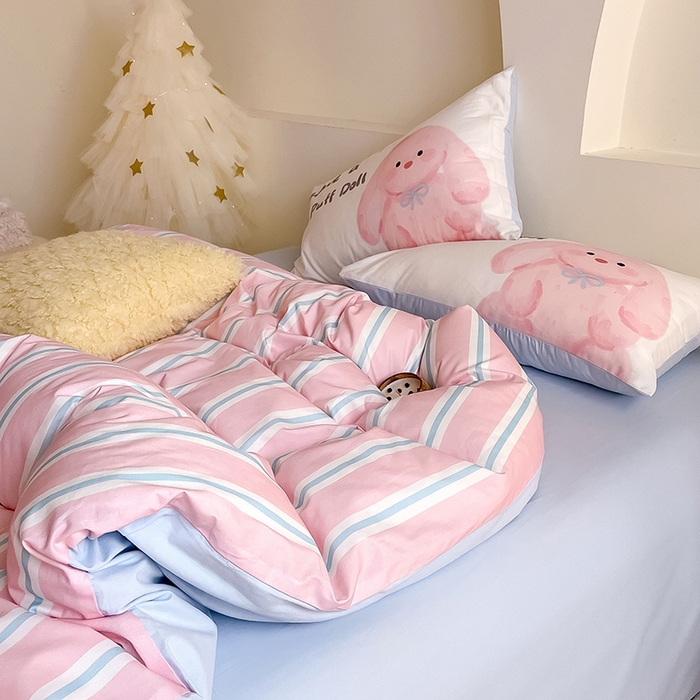 91家纺网 家纺一手货源 找家纺 （总）女子家纺 2025新款秋冬全棉加厚磨毛数码大版四件套-泡芙乐园系列