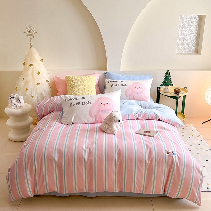 91家纺网 家纺一手货源 找家纺 （总）女子家纺 2025新款秋冬全棉加厚磨毛数码大版四件套-泡芙乐园系列