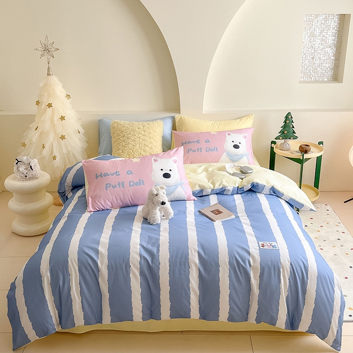 91家纺网 家纺一手货源 找家纺 （总）女子家纺 2025新款秋冬全棉加厚磨毛数码大版四件套-泡芙乐园系列