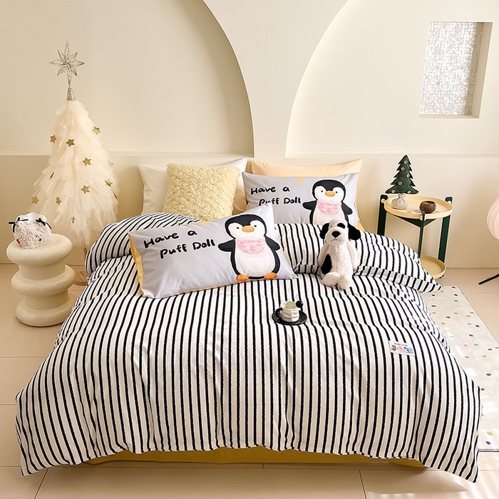 91家纺网 家纺一手货源 找家纺 （总）女子家纺 2025新款秋冬全棉加厚磨毛数码大版四件套-泡芙乐园系列