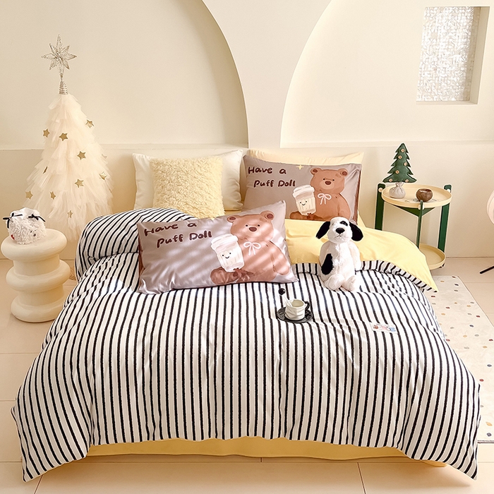 91家纺网 家纺一手货源 找家纺 （总）女子家纺 2025新款秋冬全棉加厚磨毛数码大版四件套-泡芙乐园系列