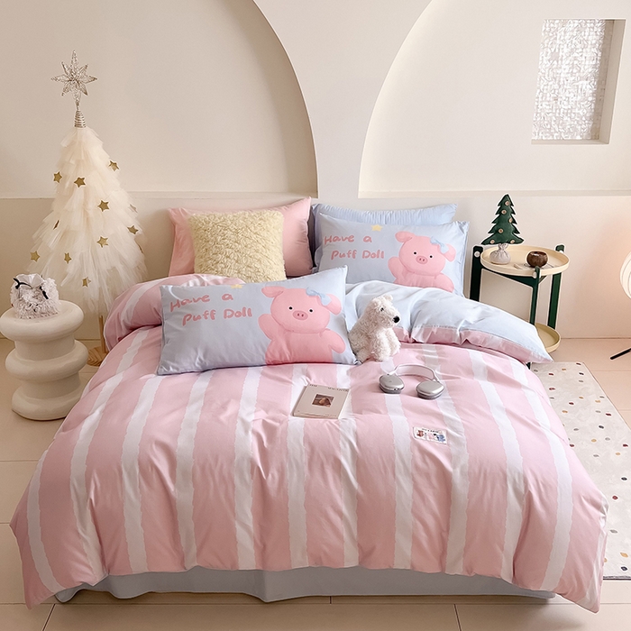 91家纺网 家纺一手货源 找家纺 （总）女子家纺 2025新款秋冬全棉加厚磨毛数码大版四件套-泡芙乐园系列