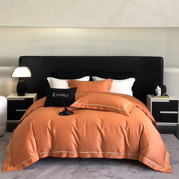 91家纺网 家纺一手货源 找家纺 馨蕊家居 2025秋冬新品100S高奢典藏绣花四件套-巴塞罗那 巴塞罗那-橙