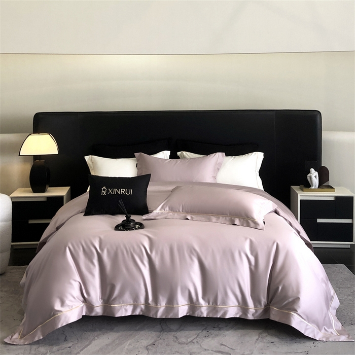 91家纺网 家纺一手货源 找家纺 馨蕊家居 2025秋冬新品100S高奢典藏绣花四件套-巴塞罗那 巴塞罗那-豆粉