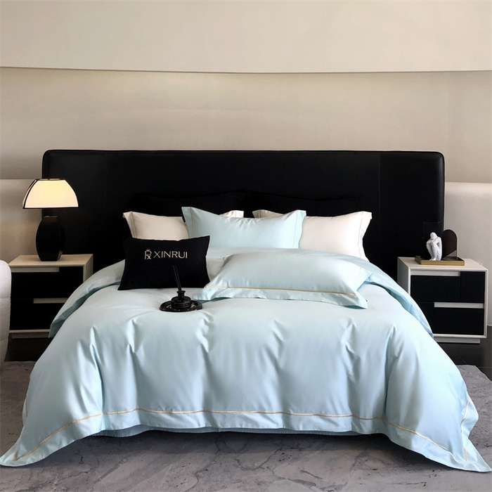 馨蕊家居 2025秋冬新品100S高奢典藏绣花四件套-巴塞罗那 巴塞罗那-北卡蓝