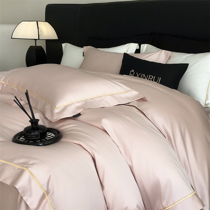 91家纺网 家纺一手货源 找家纺 馨蕊家居 2025秋冬新品100S高奢典藏绣花四件套-巴塞罗那 巴塞罗那-初夏粉