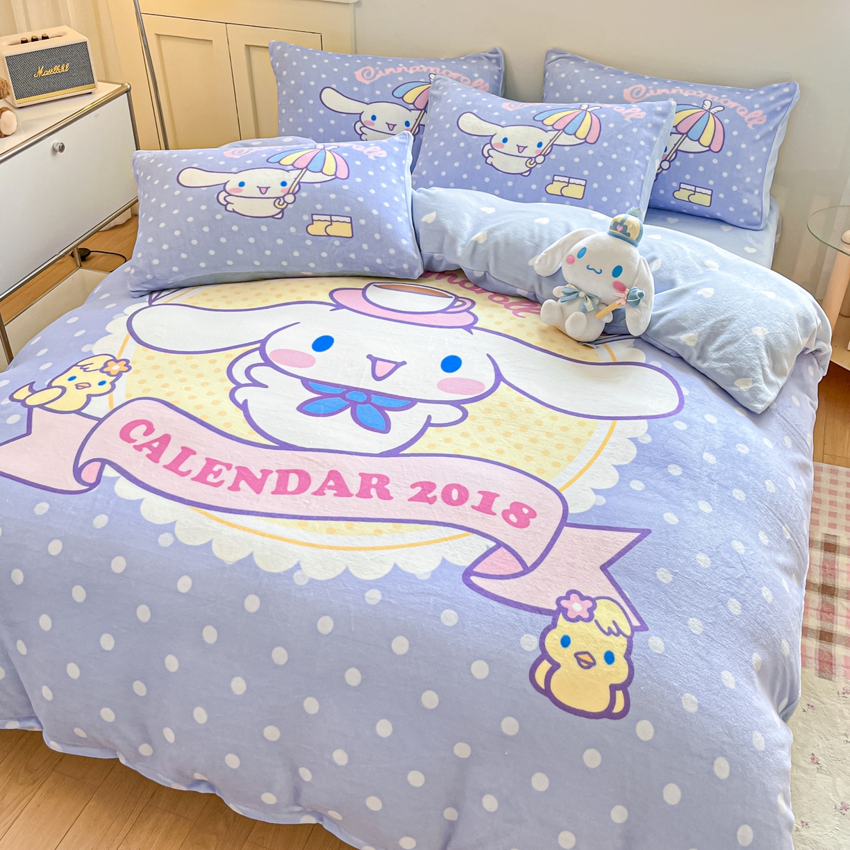 91家纺网 家纺一手货源 找家纺 博雅 2025新款三丽鸥正版授权高克重大版牛奶绒四件套 牛奶绒大版-欢乐大耳狗