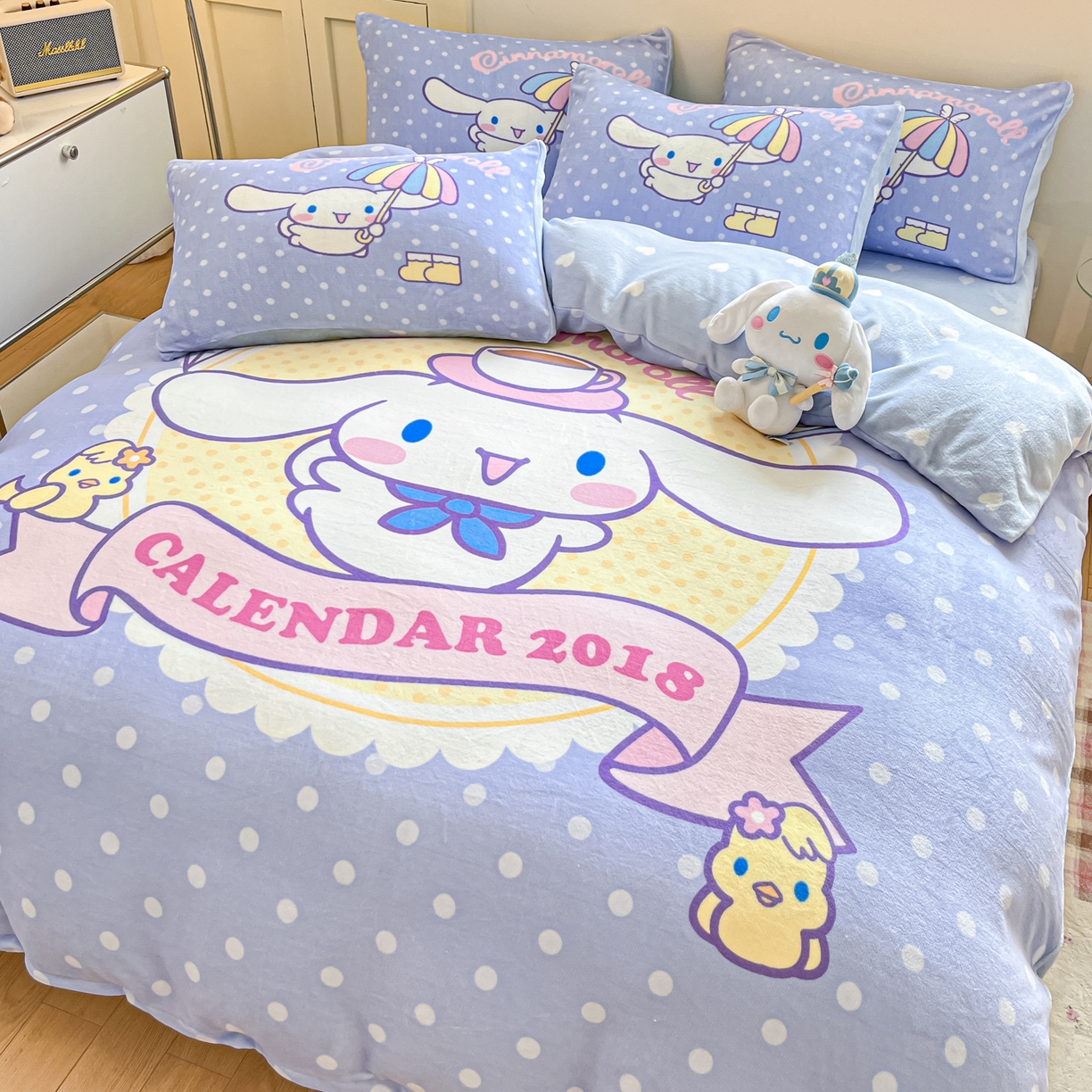 91家纺网 家纺一手货源 找家纺 博雅 2025新款三丽鸥正版授权高克重大版牛奶绒四件套 牛奶绒大版-欢乐大耳狗