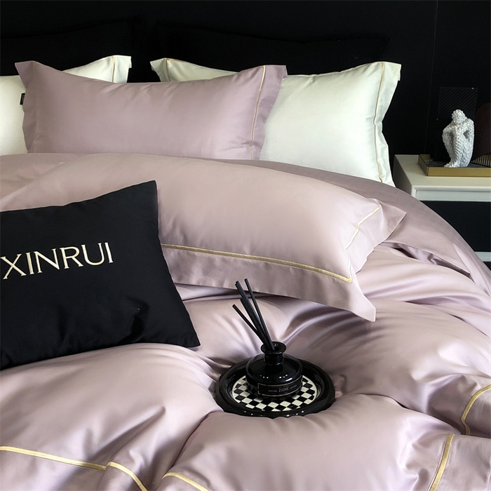 91家纺网 家纺一手货源 找家纺 馨蕊家居 2025秋冬新品100S高奢典藏绣花四件套-巴塞罗那 巴塞罗那-豆粉