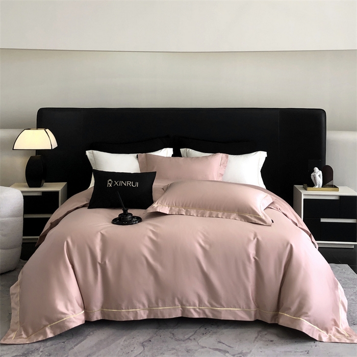 馨蕊家居 2025秋冬新品100S高奢典藏绣花四件套-巴塞罗那 巴塞罗那-粉豆沙