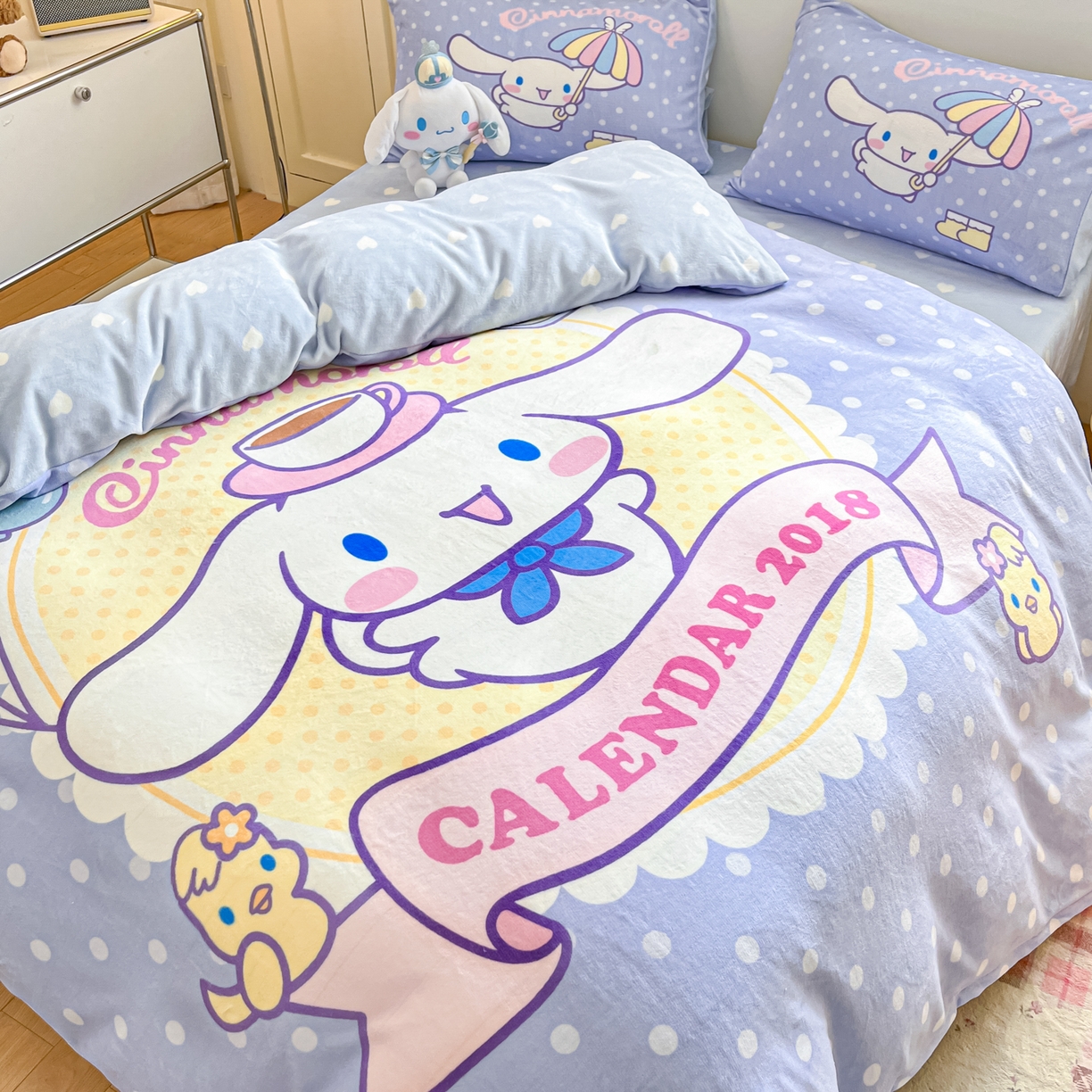 91家纺网 家纺一手货源 找家纺 博雅 2025新款三丽鸥正版授权高克重大版牛奶绒四件套 牛奶绒大版-欢乐大耳狗