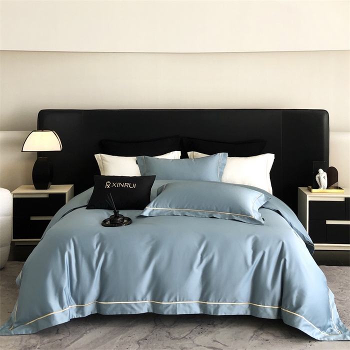 馨蕊家居 2025秋冬新品100S高奢典藏绣花四件套-巴塞罗那 巴塞罗那-凤蓝