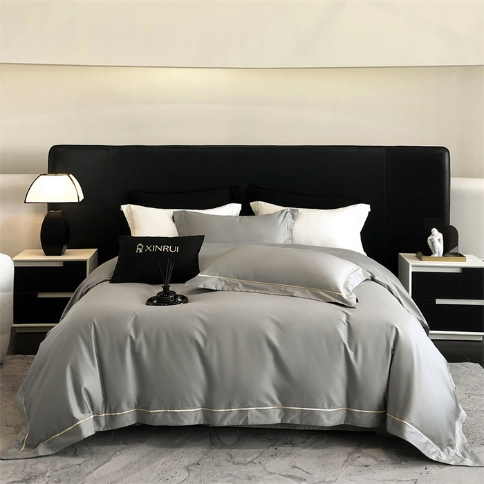 馨蕊家居 2025秋冬新品100S高奢典藏绣花四件套-巴塞罗那 巴塞罗那-高级灰