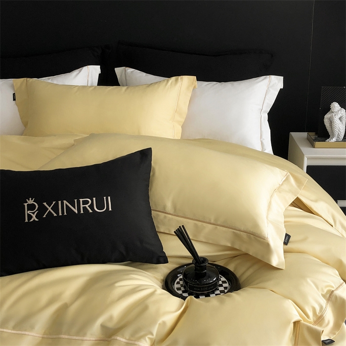 91家纺网 家纺一手货源 找家纺 馨蕊家居 2025秋冬新品100S高奢典藏绣花四件套-巴塞罗那 巴塞罗那-黄