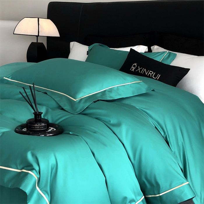 91家纺网 家纺一手货源 找家纺 馨蕊家居 2025秋冬新品100S高奢典藏绣花四件套-巴塞罗那 巴塞罗那-松柏绿