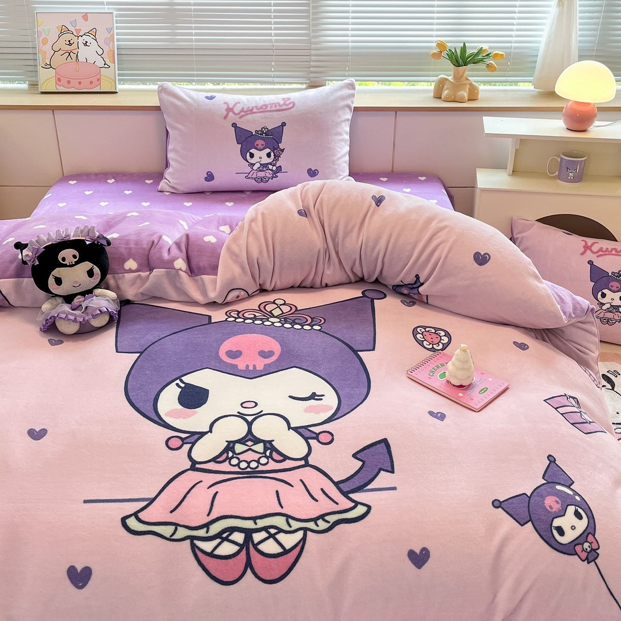 91家纺网 家纺一手货源 找家纺 博雅 2025新款三丽鸥正版授权高克重大版牛奶绒四件套 牛奶绒大版-礼盒库洛米