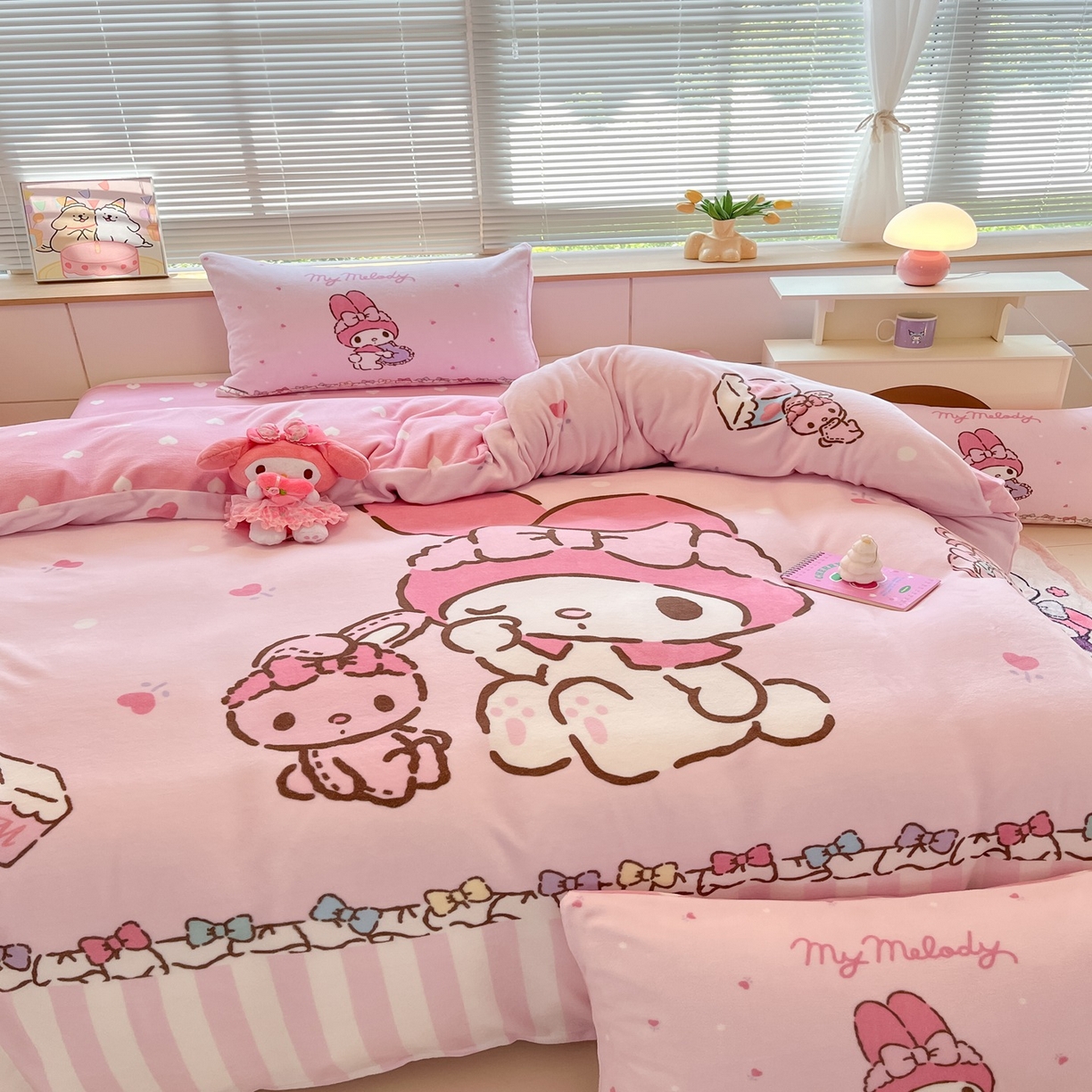 91家纺网 家纺一手货源 找家纺 博雅 2025新款三丽鸥正版授权高克重大版牛奶绒四件套 牛奶绒大版-木马美乐蒂