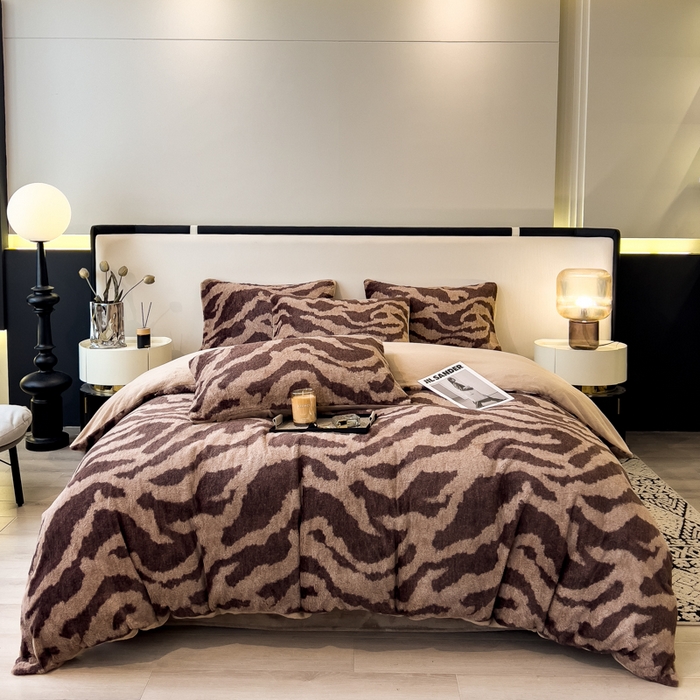 倾慕家纺 2026新款高克重兔毛绒保暖四件套 岩纹