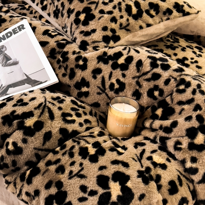 91家纺网 家纺一手货源 找家纺 倾慕家纺 2026新款高克重兔毛绒保暖四件套 花影咖