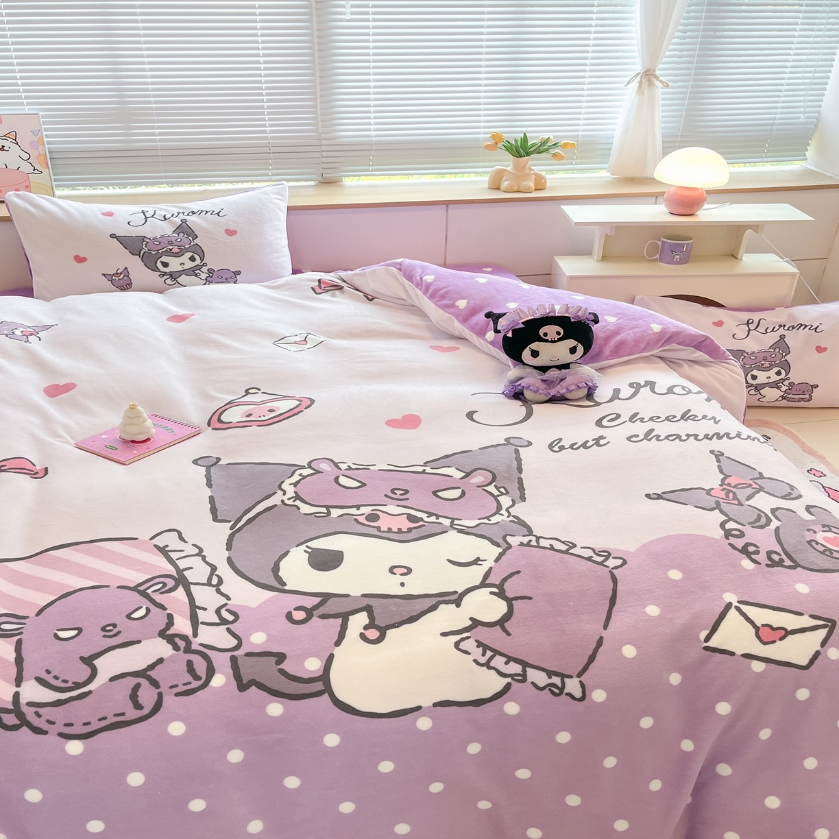 91家纺网 家纺一手货源 找家纺 博雅 2025新款三丽鸥正版授权高克重大版牛奶绒四件套 牛奶绒大版-晚安库洛米