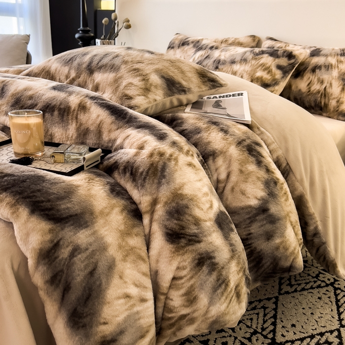 91家纺网 家纺一手货源 找家纺 倾慕家纺 2026新款高克重兔毛绒保暖四件套 绒韵