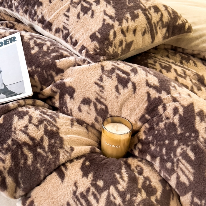 91家纺网 家纺一手货源 找家纺 倾慕家纺 2026新款高克重兔毛绒保暖四件套 千鸟咖