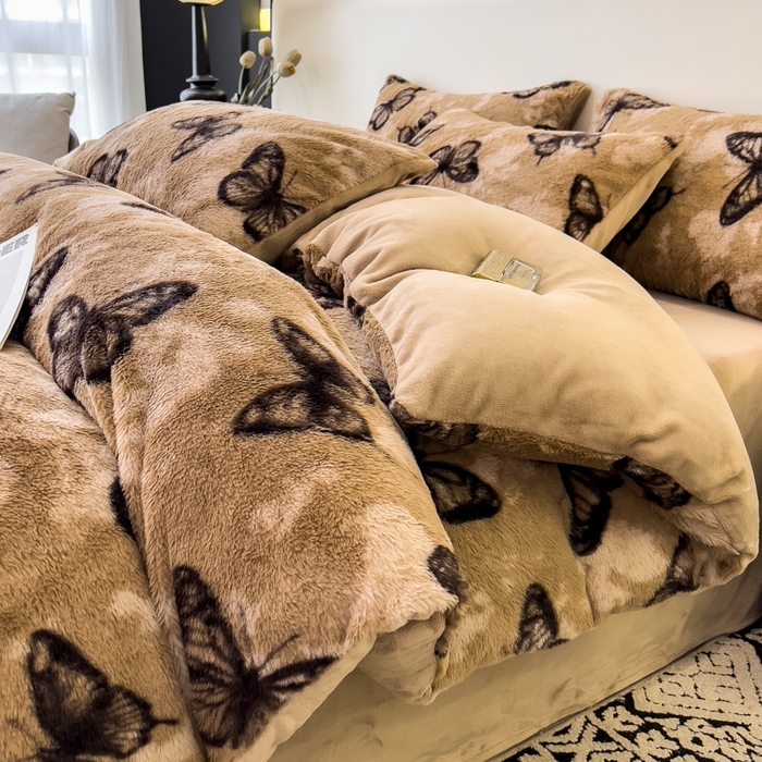 91家纺网 家纺一手货源 找家纺 （总）倾慕家纺 2025新款高克重兔毛绒保暖单被套