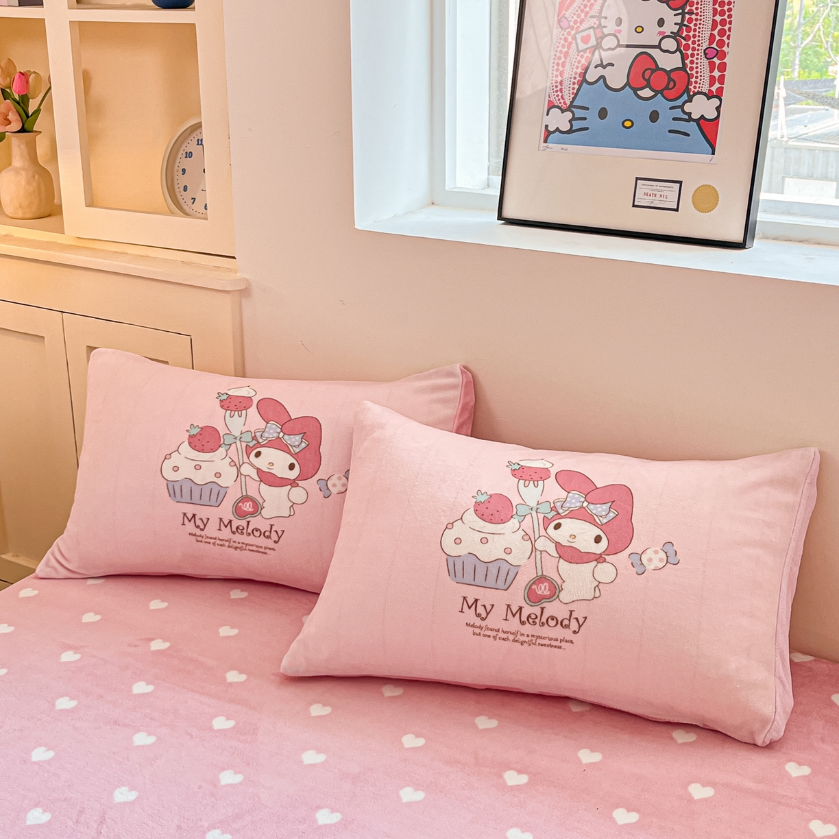 91家纺网 家纺一手货源 找家纺 博雅 2025新款三丽鸥正版授权高克重大版牛奶绒四件套 牛奶绒大版-音乐美乐蒂