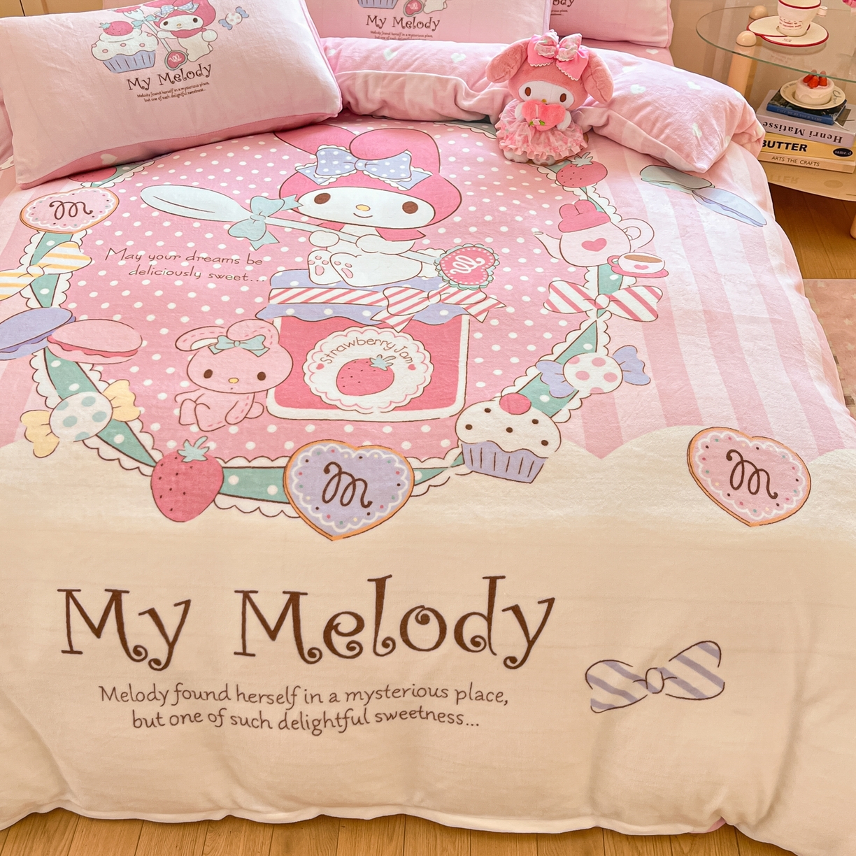 91家纺网 家纺一手货源 找家纺 博雅 2025新款三丽鸥正版授权高克重大版牛奶绒四件套 牛奶绒大版-音乐美乐蒂