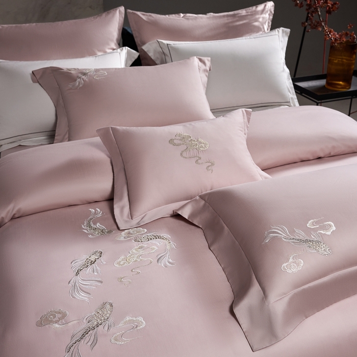 91家纺网 家纺一手货源 找家纺 （总）时亿家居 2025新款超细旦天丝棉磨毛四件套-锦鲤系列