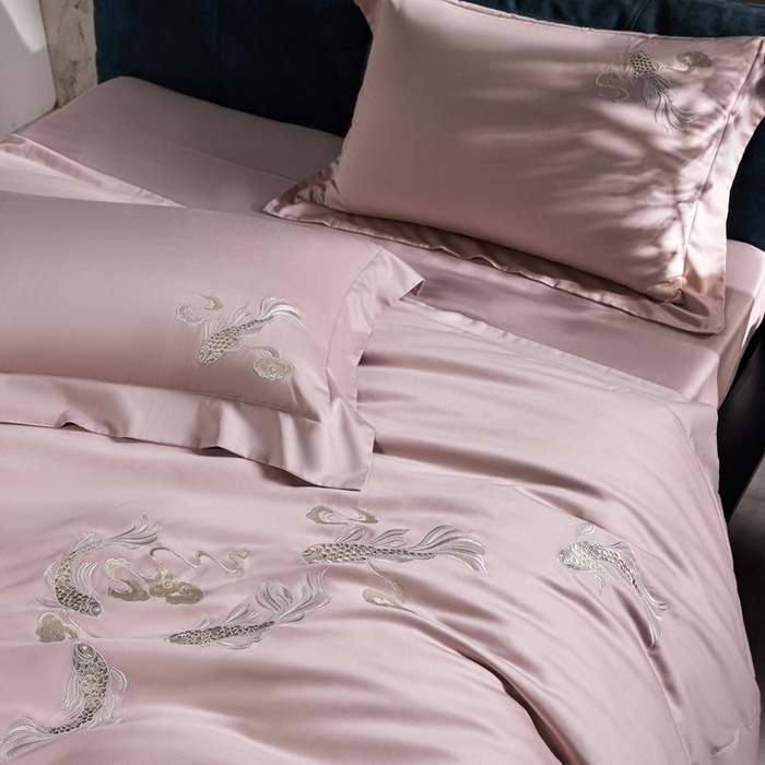 91家纺网 家纺一手货源 找家纺 （总）时亿家居 2025新款超细旦天丝棉磨毛四件套-锦鲤系列