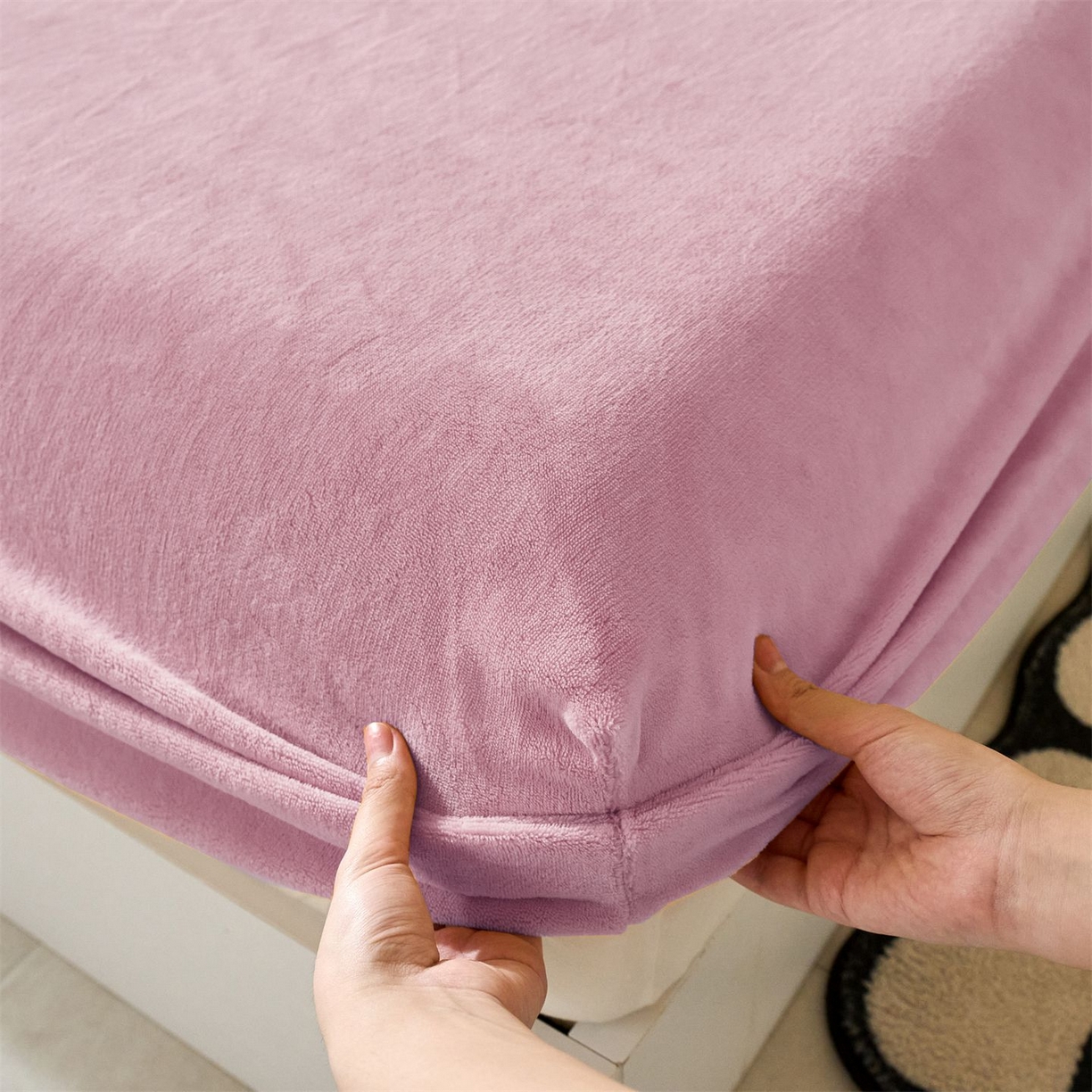 91家纺网 家纺一手货源 找家纺 兰紫橙家纺 2025新款简约纯色牛奶绒床笠系列 罗兰紫
