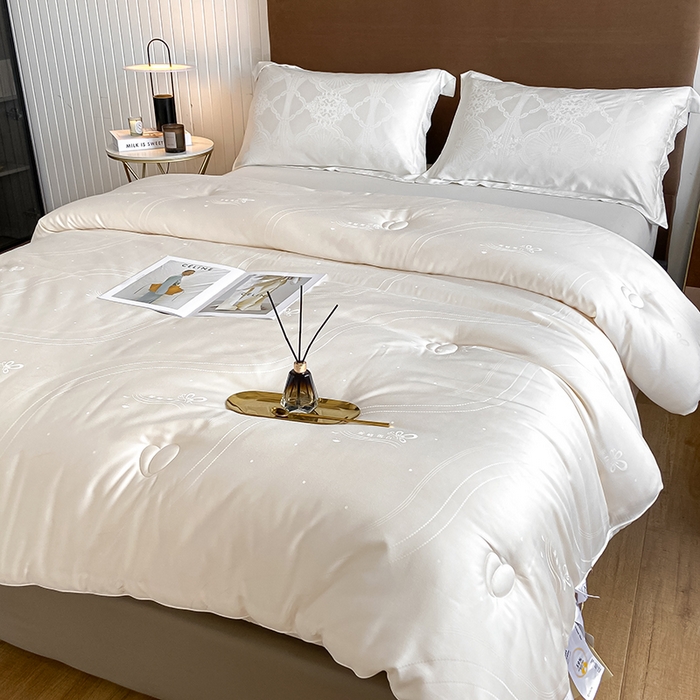 91家纺网 家纺一手货源 找家纺 （总）纪梵茜 2025新款蚕蛹蛋白大豆被子 高端提花加厚冬被春秋被芯四季通用