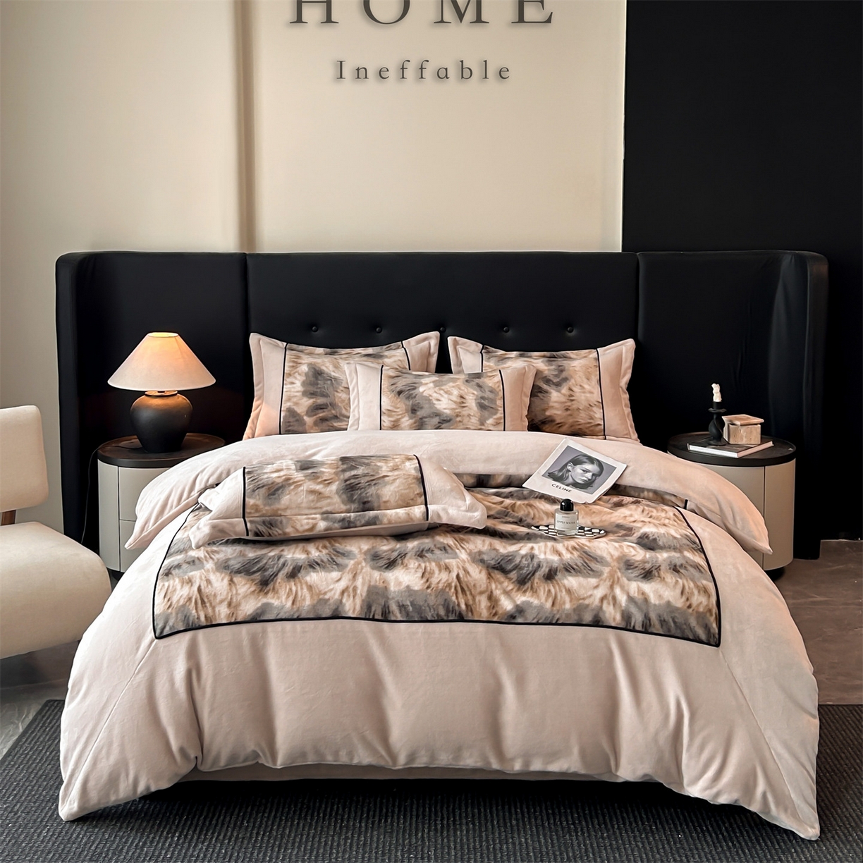 91家纺网 家纺一手货源 找家纺 （总）奥裕家纺 2025新款拼角款雪貂绒四件套-维纳斯